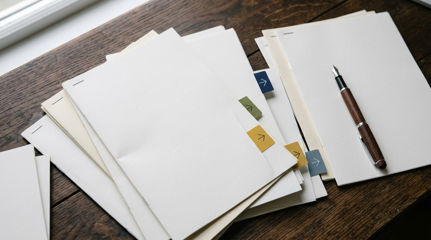 Annotated printed policy pages spread on a desk, representing Meta's Business Solution terms and the EU interim measures