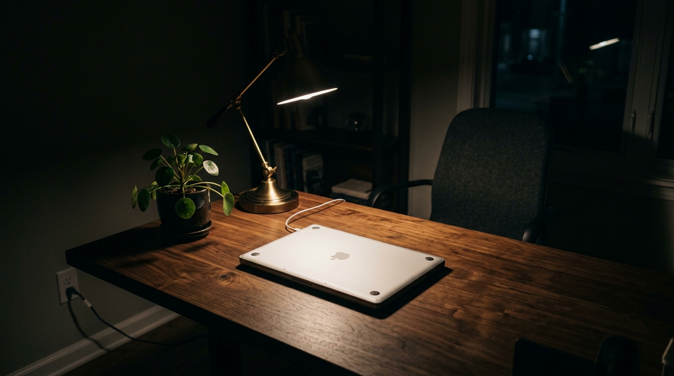 closed laptop night lamp